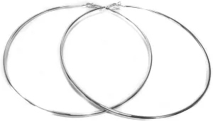 D&D Jumbo Hoop Earrings 5 Inch Silver Tone Extra Large Hoop Earrings