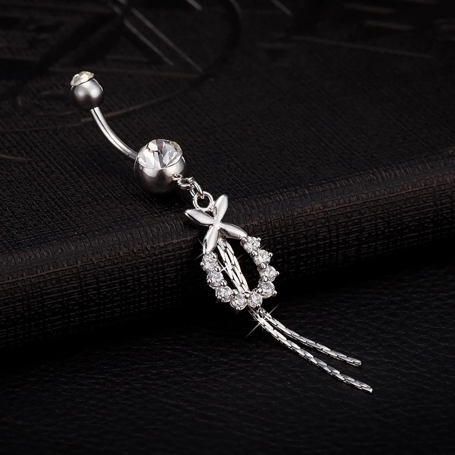 Dangle Belly Button Rings, Small Barbell Piercing Stainless Steel Navel Rings Belly Button Nails Butterfly U Form