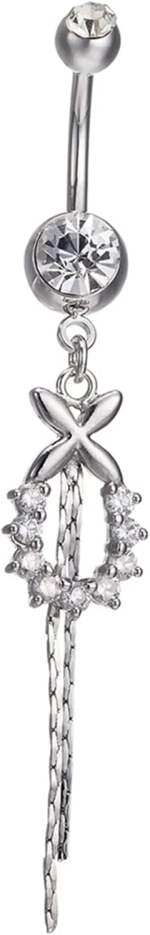 Dangle Belly Button Rings, Small Barbell Piercing Stainless Steel Navel Rings Belly Button Nails Butterfly U Form