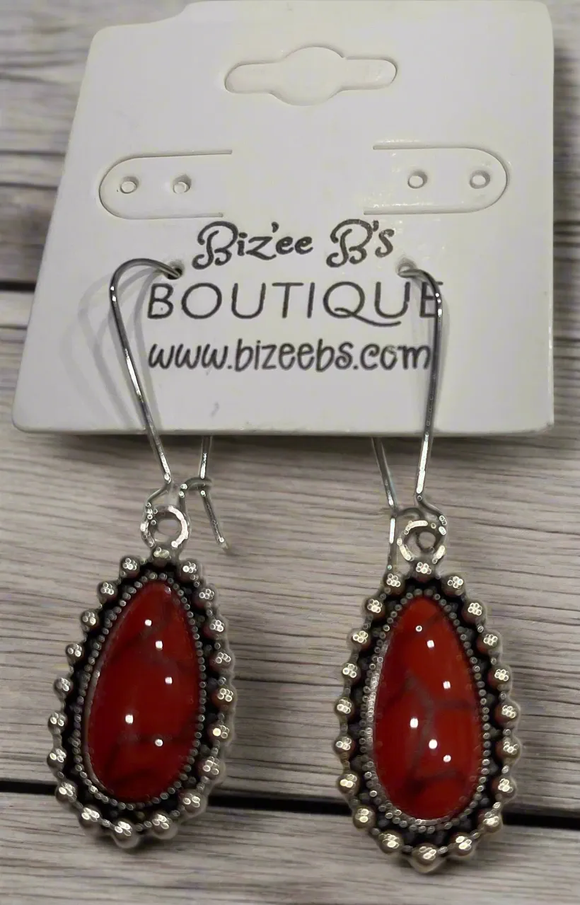 Dangle Drop Down Turquoise Stone Earrings
