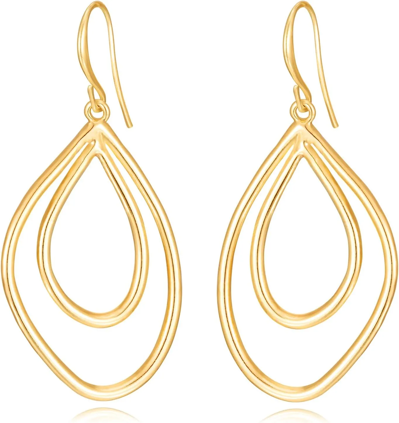 Dangle Earrings for Women 14k Gold Plated Teardrop Dangle Earrings Lightweight Minimalist Geometric Hoop Long Drop Dangle Earrings for Women Birthday Party Gift