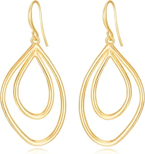 Dangle Earrings for Women 14k Gold Plated Teardrop Dangle Earrings Lightweight Minimalist Geometric Hoop Long Drop Dangle Earrings for Women Birthday Party Gift