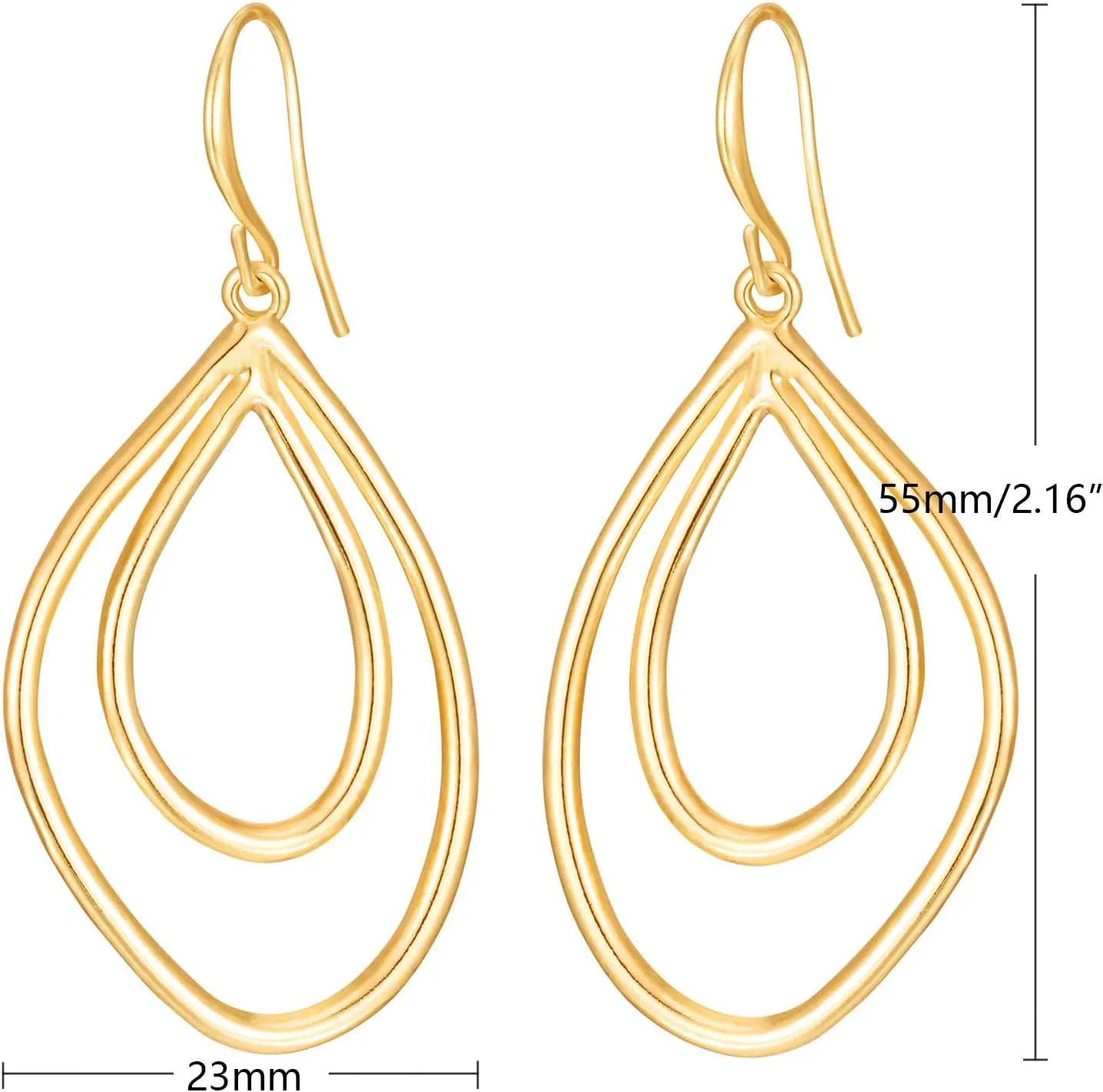 Dangle Earrings for Women 14k Gold Plated Teardrop Dangle Earrings Lightweight Minimalist Geometric Hoop Long Drop Dangle Earrings for Women Birthday Party Gift