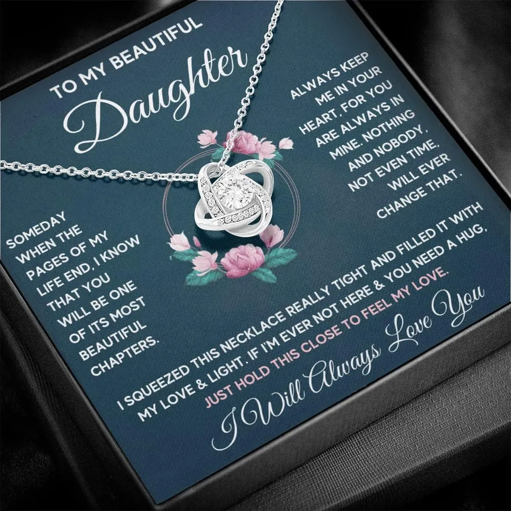 Daughter Gift From Mom Mother Daughter Necklace Birthday Graduation Christmas Jewelry Gifts For My Beautiful Daugther Adult with Message Card and Box