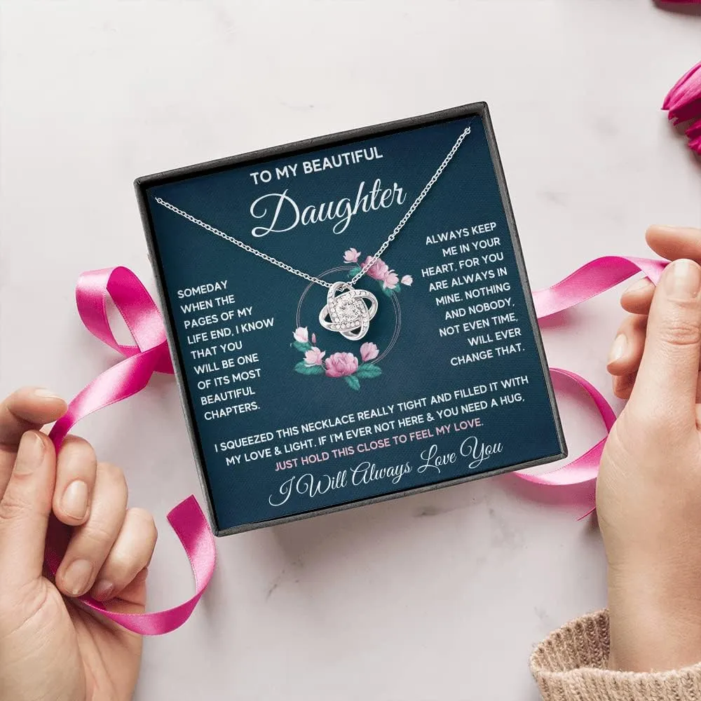 Daughter Gift From Mom Mother Daughter Necklace Birthday Graduation Christmas Jewelry Gifts For My Beautiful Daugther Adult with Message Card and Box