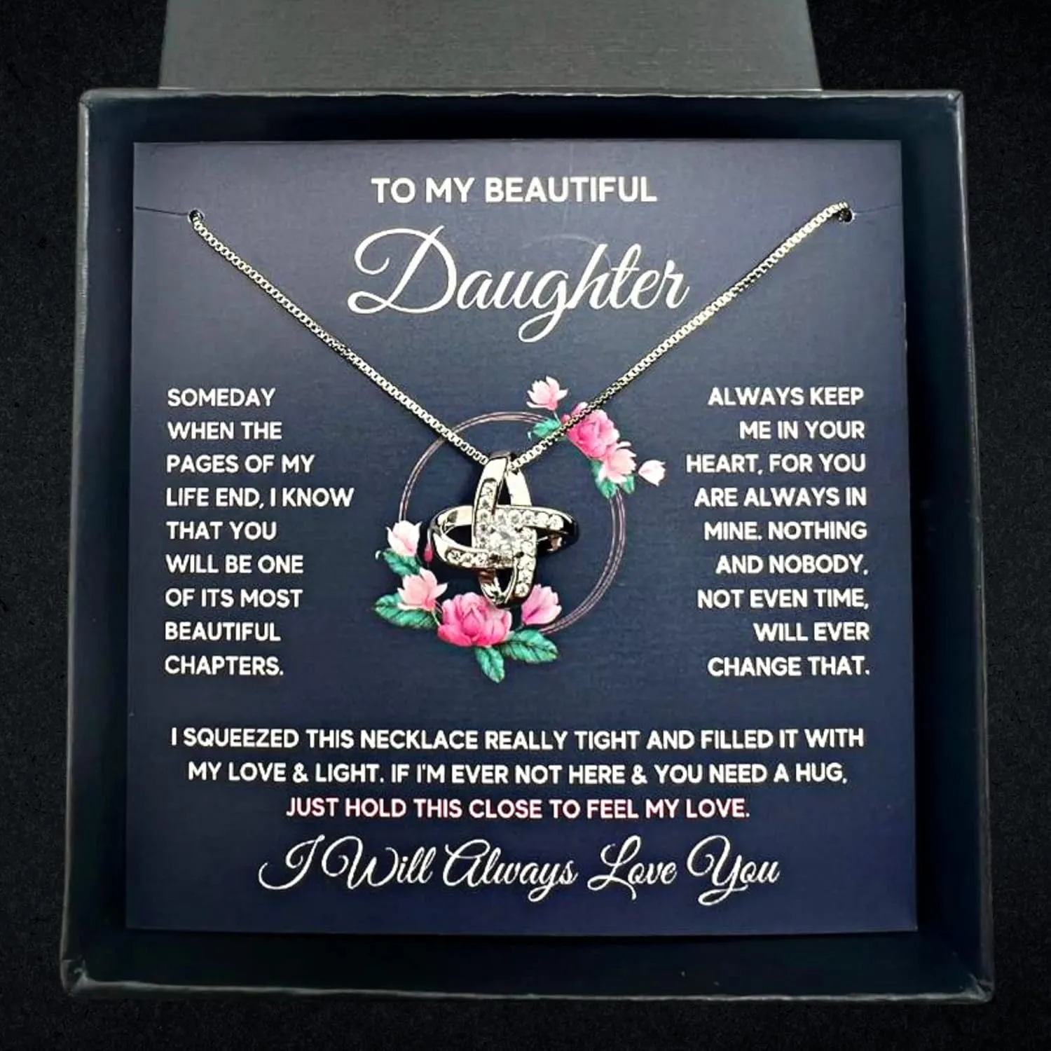 Daughter Gift From Mom Mother Daughter Necklace Birthday Graduation Christmas Jewelry Gifts For My Beautiful Daugther Adult with Message Card and Box