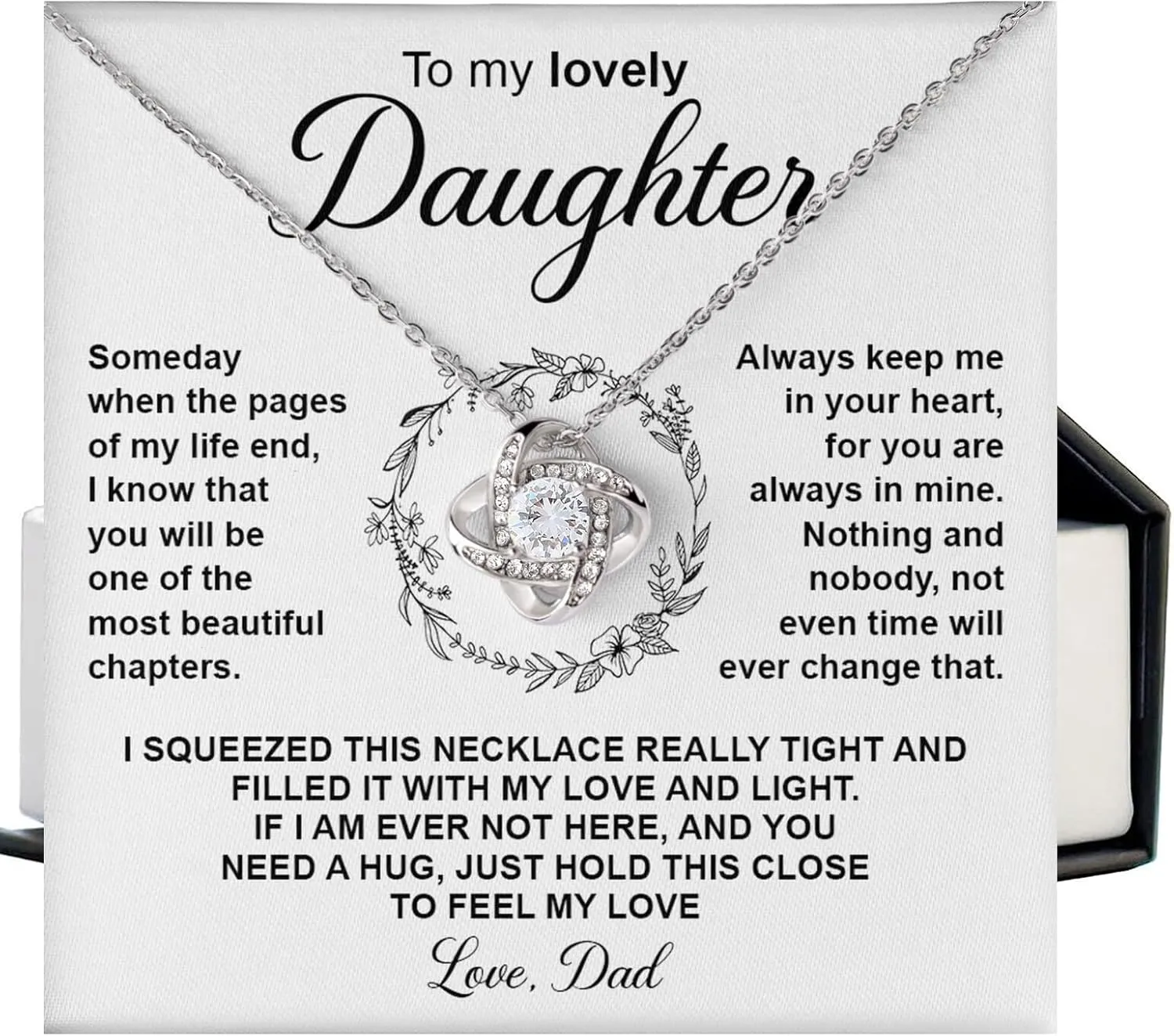 Daughter Necklace as Gifts for Daughter from Mom Dad, Daughter Jewelry From Dad, Daughter Necklaces From Mom, Birthday Gift for Daughter Adult, Daughter Gifts Christmas Graduation Valentine Idea Gifts