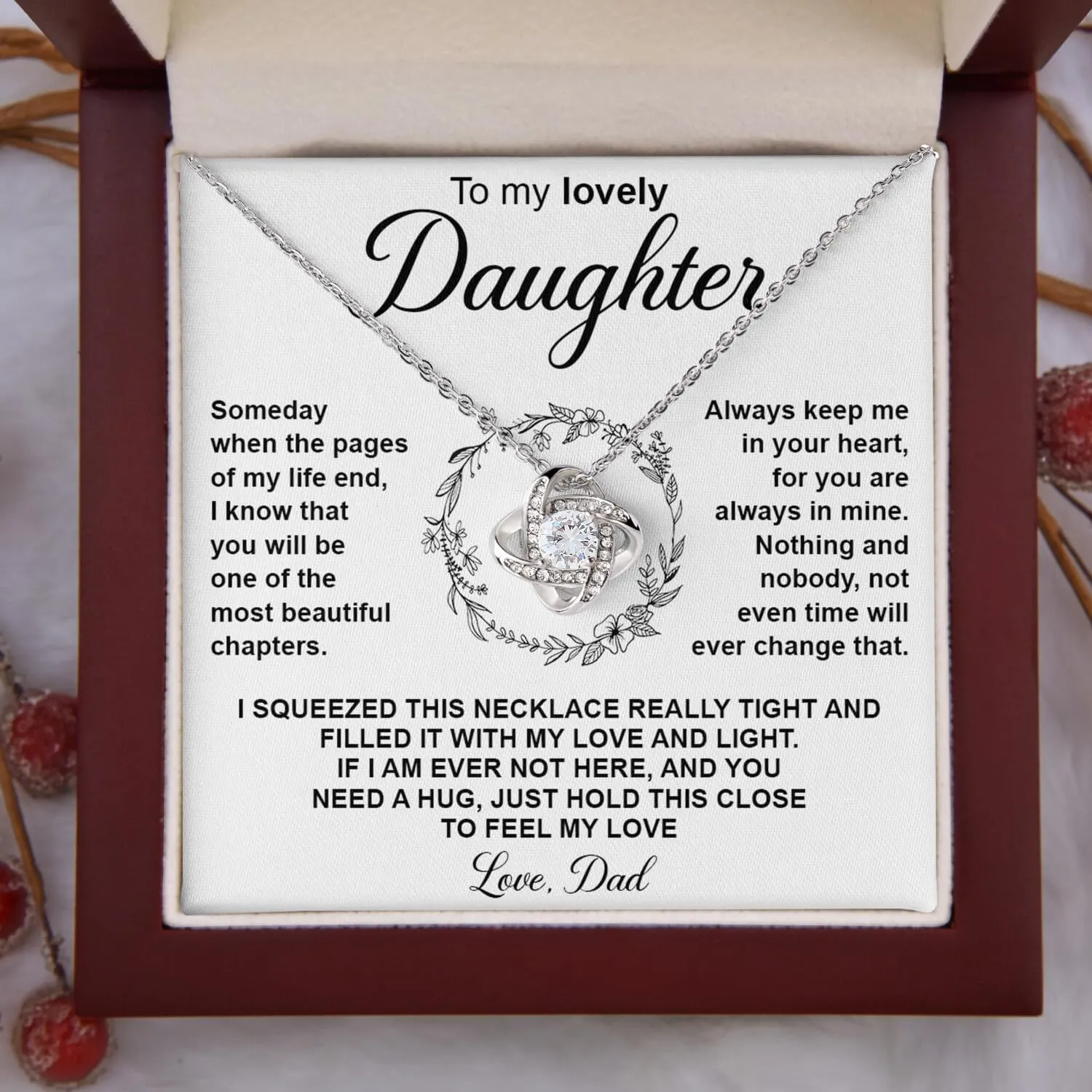 Daughter Necklace as Gifts for Daughter from Mom Dad, Daughter Jewelry From Dad, Daughter Necklaces From Mom, Birthday Gift for Daughter Adult, Daughter Gifts Christmas Graduation Valentine Idea Gifts
