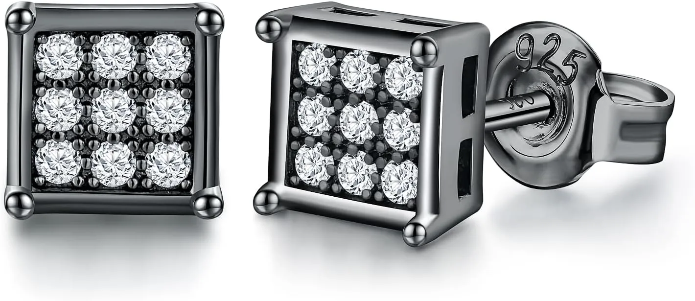 DAYBYDAY Moissanite Earrings for Women, Hypoallergenic 925 Sterling Silver D Color VVS1 Heart/Round/Cushion/Asscher/Square Moissanite Stud Earrings, Lab Created Diamond Earrings for Sensitive Ears