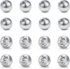 D.Bella Replacement Balls Surgical Steel Piercing Balls for Belly Navel Nipple Tongue Industrial Barbell Nose Septum Lip Eyebrow Ear Rings Body Piercing Jewelry Patrs