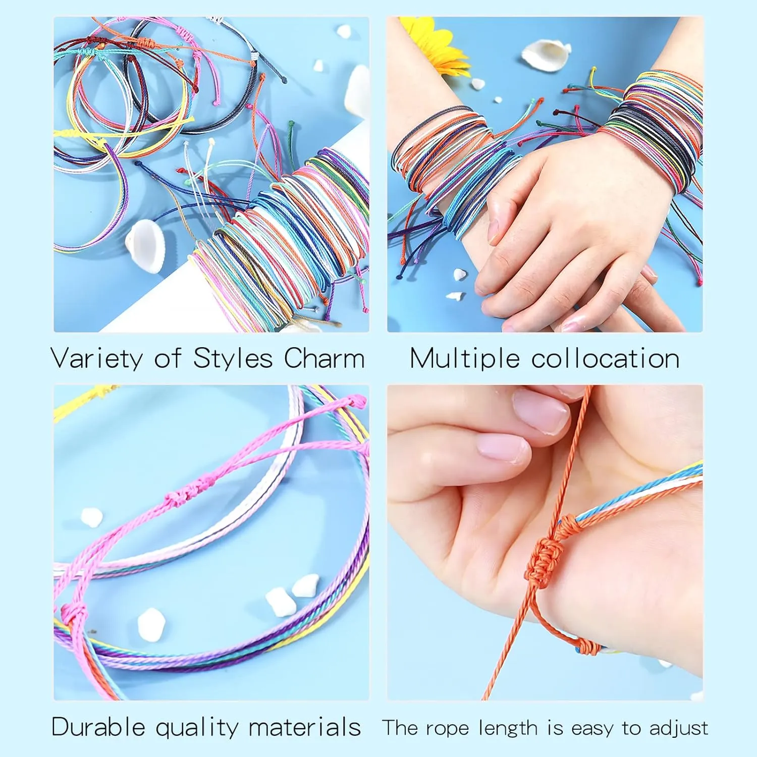 Dcfywl731 Friendship Bracelet for Women Boho String Bracelets Adjustable Handmade Cute Braided Bracelet Anklets Summer Waterproof Beach Jewelry for Vacation Birthday Gifts for Women