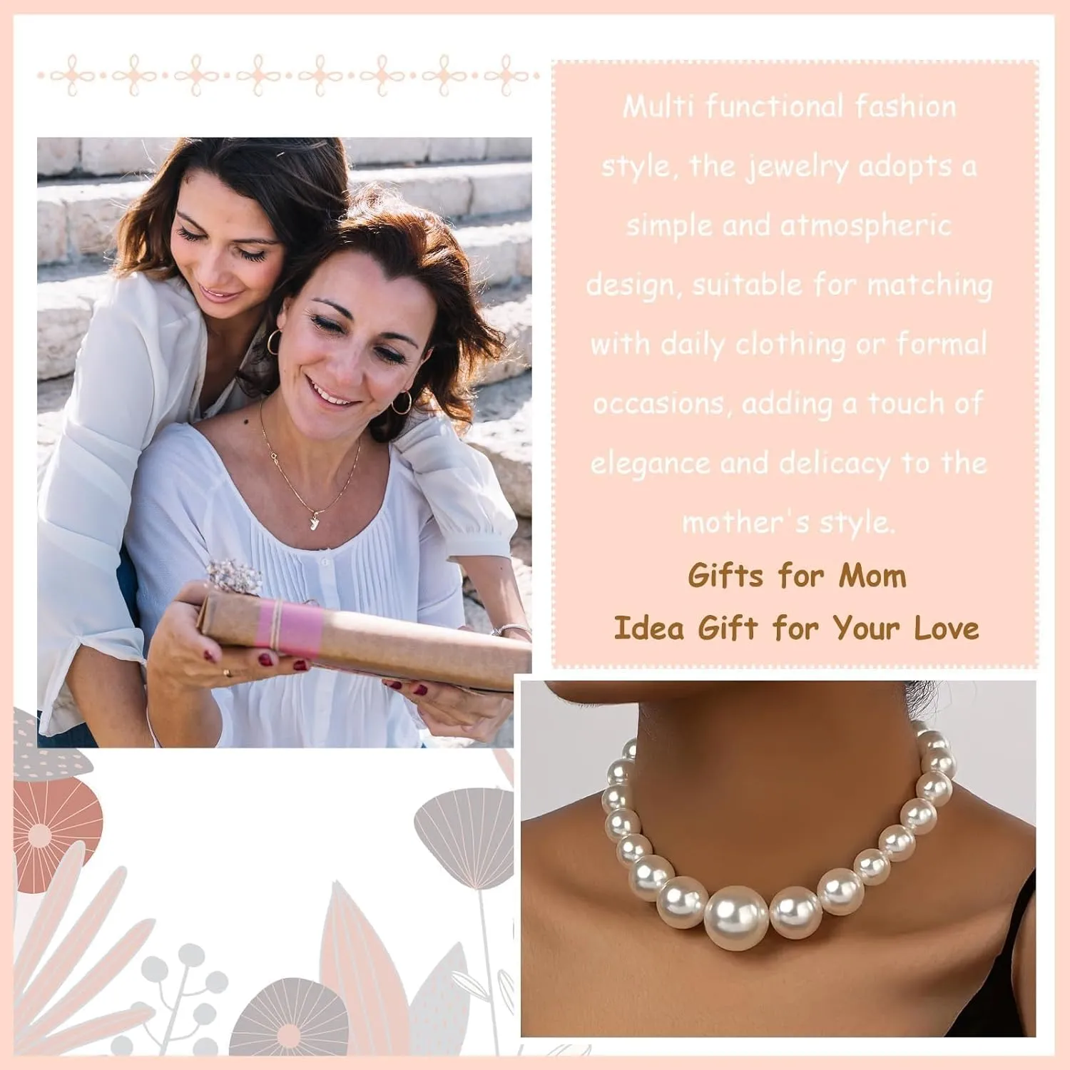 Dcfywl731 Pearl Jewelry Set for Women Pearls Necklace and Earring Set Chunky Pearl Necklaces for Women Prom Jewelry Big Pearls Charm Choker Wedding Jewelry Sets for Brides