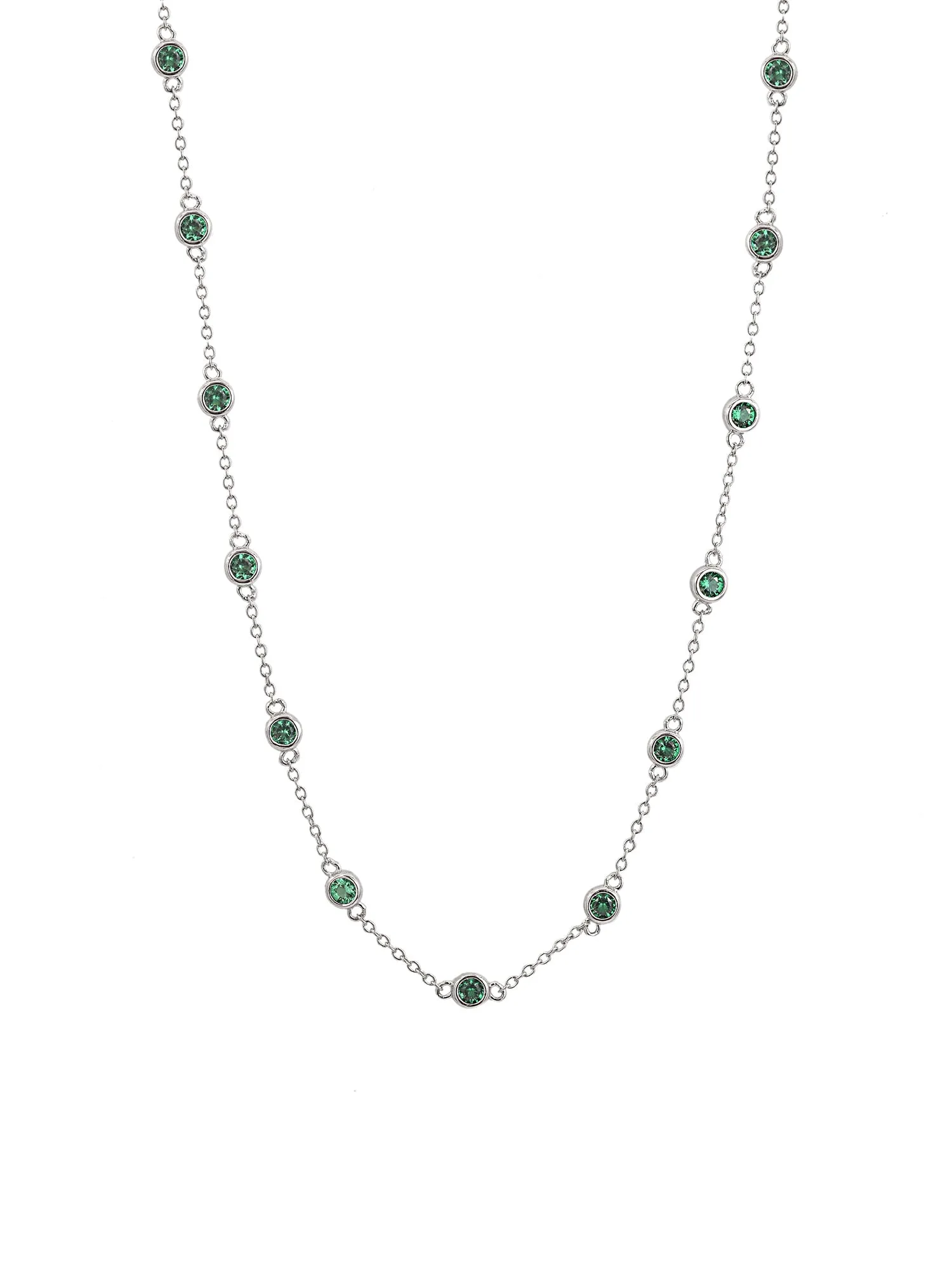 Deal Of The Month -  Solitaire Emerald Pure 925 Sterling Silver Necklace For Women