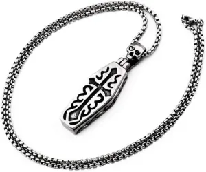 Death Coffin Necklace DIY Opening Skeleton Chain Necklace Cross Locket Pendant Jewelry Gift for Men Women