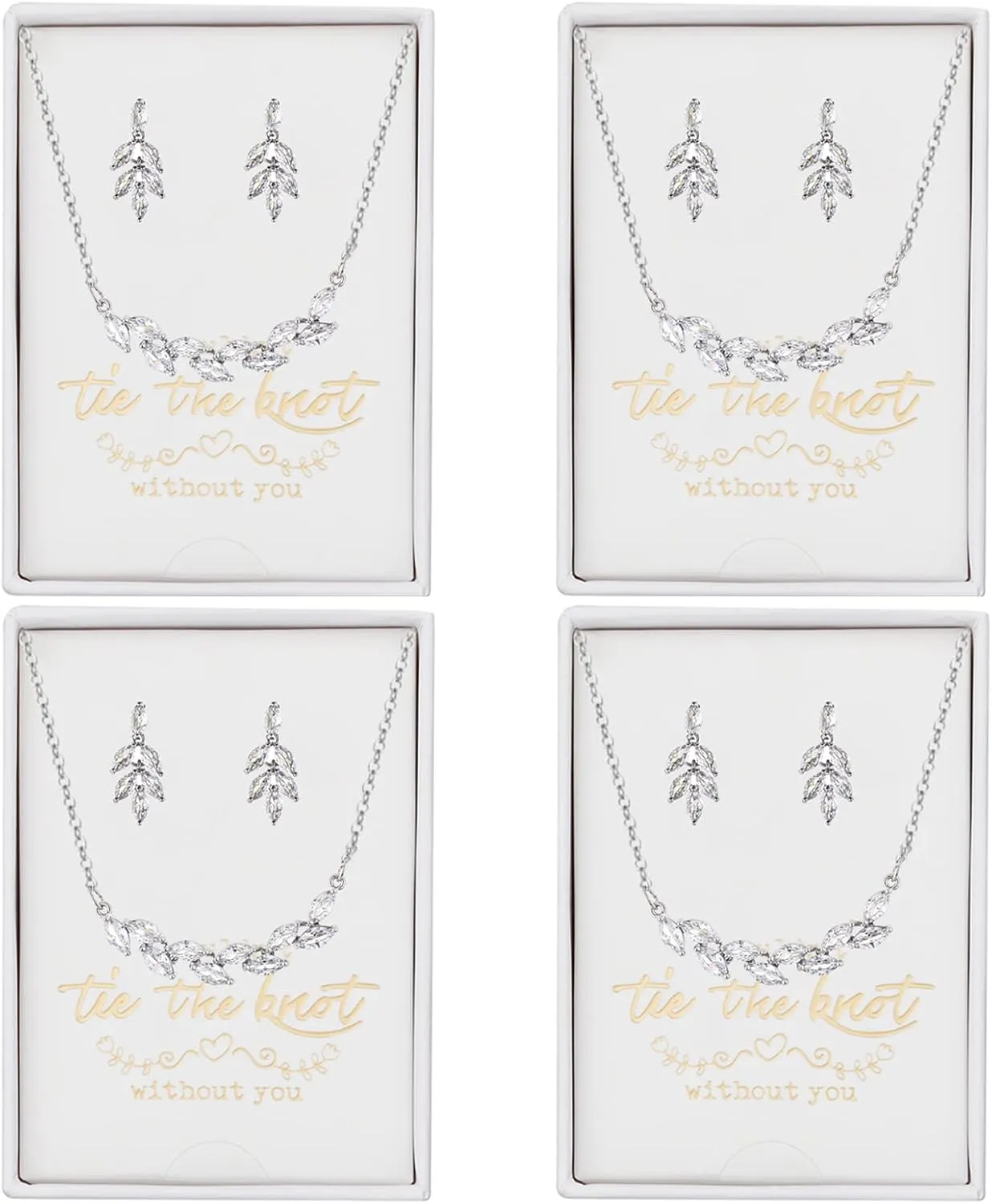 DHQH Bridesmaid Earrings Necklace Set Proposal Gifts Set for Women Leaf Pendant Necklace set of 4/6 Wedding Jewelry