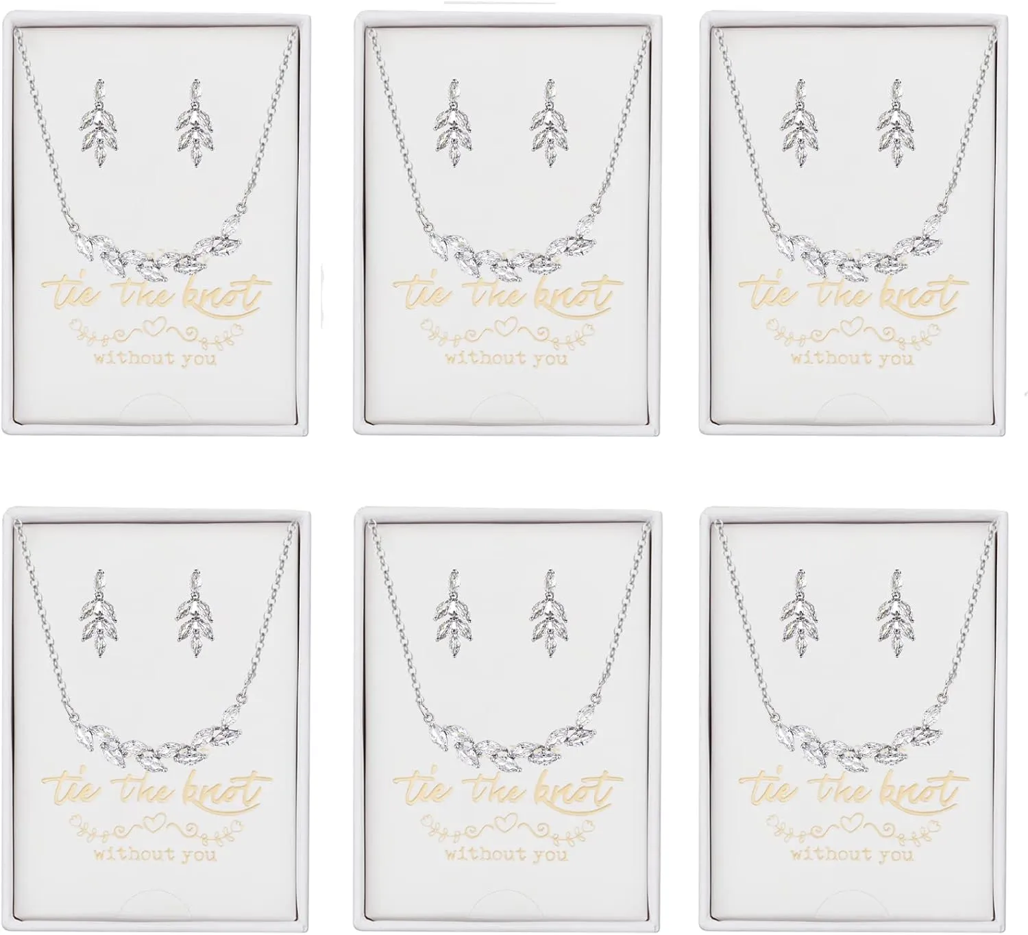 DHQH Bridesmaid Earrings Necklace Set Proposal Gifts Set for Women Leaf Pendant Necklace set of 4/6 Wedding Jewelry