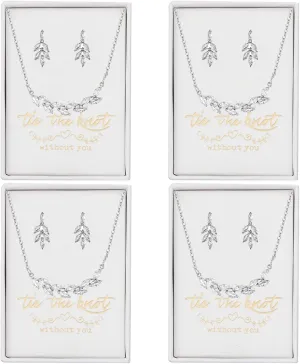 DHQH Bridesmaid Earrings Necklace Set Proposal Gifts Set for Women Leaf Pendant Necklace set of 4/6 Wedding Jewelry