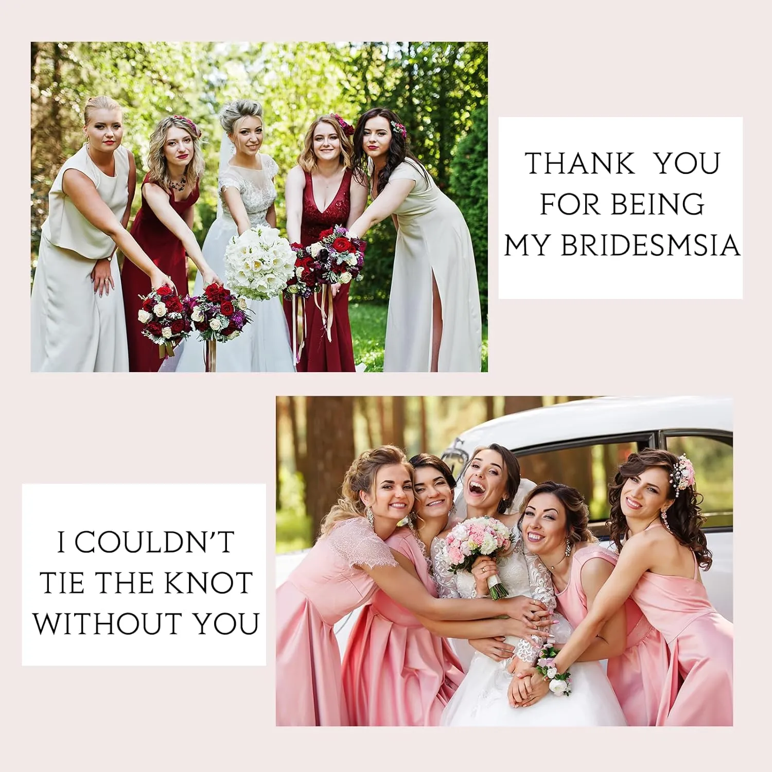 DHQH Bridesmaid Necklace Earrings Set Gifts I Couldn't Say I DO Without You Cubic Zirconia Leaf Pendant Necklace Bridesmaid Proposal Gift Set of 4 6