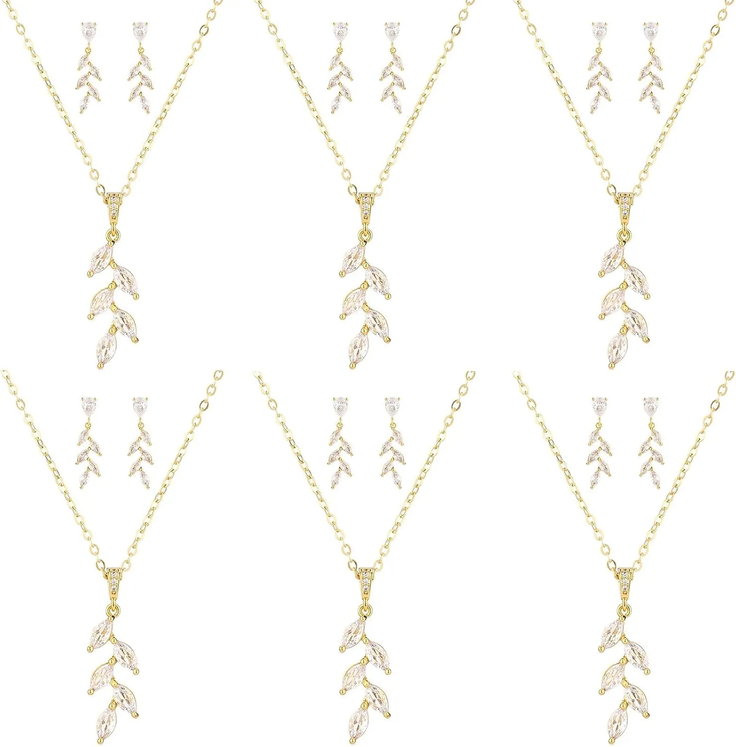DHQH Bridesmaid Necklace Earrings Set Gifts I Couldn't Say I DO Without You Cubic Zirconia Leaf Pendant Necklace Bridesmaid Proposal Gift Set of 4 6