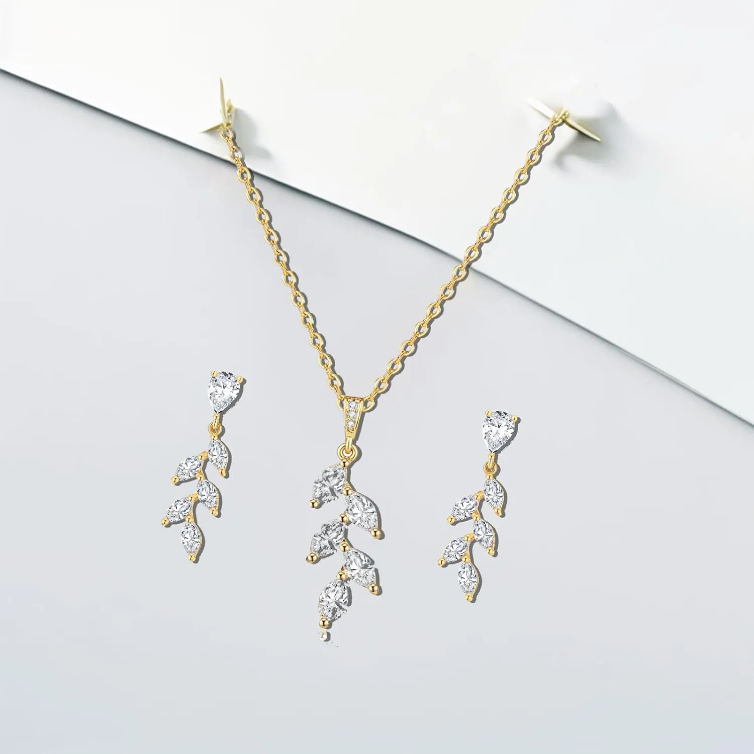 DHQH Bridesmaid Necklace Earrings Set Gifts I Couldn't Say I DO Without You Cubic Zirconia Leaf Pendant Necklace Bridesmaid Proposal Gift Set of 4 6