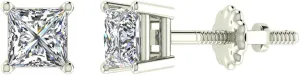 Diamond Earrings for womens Princess Cut studs 14K Gold Gift Box Authenticity Cards (G, I1)