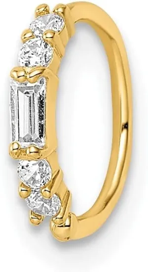 Diamond2Deal 14k Yellow Gold Cubic Zirconia Ear Cuff (L- 0.36 in, W- 0.07 in)