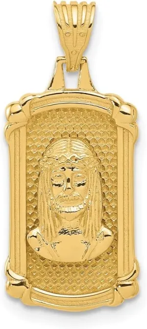 Diamond2Deal Mothers Day Gifts 14k Yellow Gold Polished and Textured Dog Tag Jesus Pendant for Mom