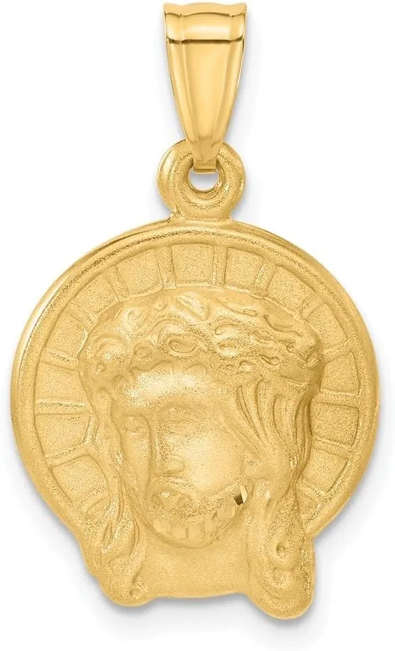 Diamond2Deal Mothers Day Gifts 14k Yellow Gold Satin Jesus Medal Pendant for Mom Pendant for Mom
