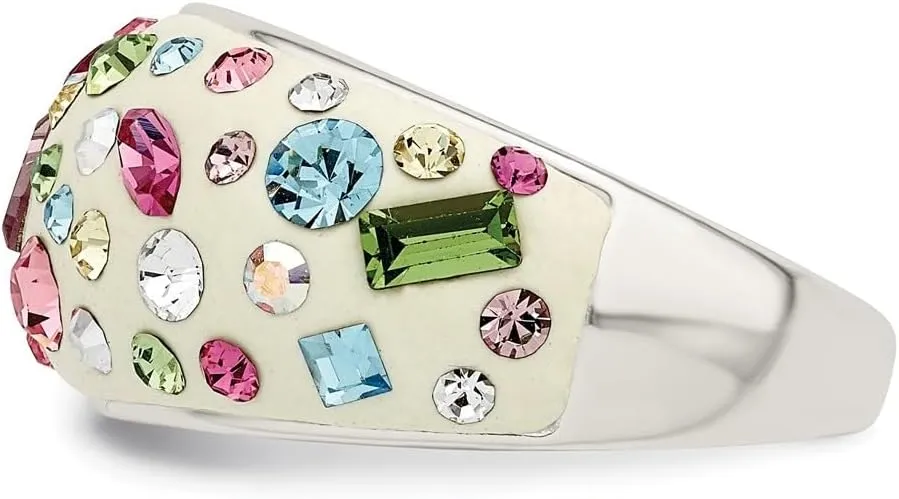 Diamond2Deal Sterling Silver Crystal Multi-Color White Ring