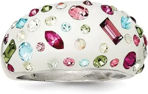 Diamond2Deal Sterling Silver Crystal Multi-Color White Ring