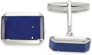 Diamond2Deal Sterling Silver Rectangle Lapis Cuff Links