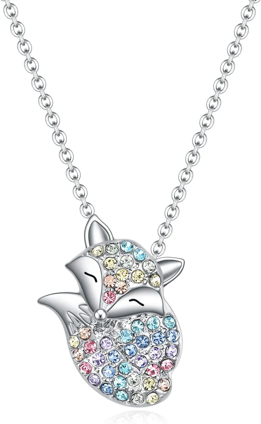 Dinosaur/Horse/Unicorn/Llama/Fox/Hummingbird/Mermaid/Flamingo/Wolf Necklace Gifts for Girls Women,Girls Animal Necklace Jewelry Birthday Valentine's Day Christmas Back to School Gifts for Daughter