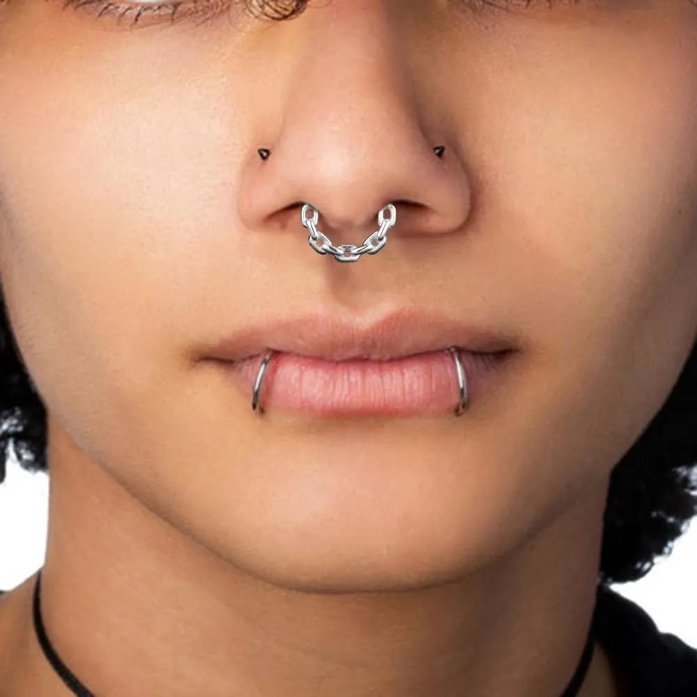 DOEARKO Septum Ring Round Chain Nose Rings Cartilage Hoop Segment Septum Clickers 316L Stainless Steel Piercing Body Jewelry 8 mm 10 mm