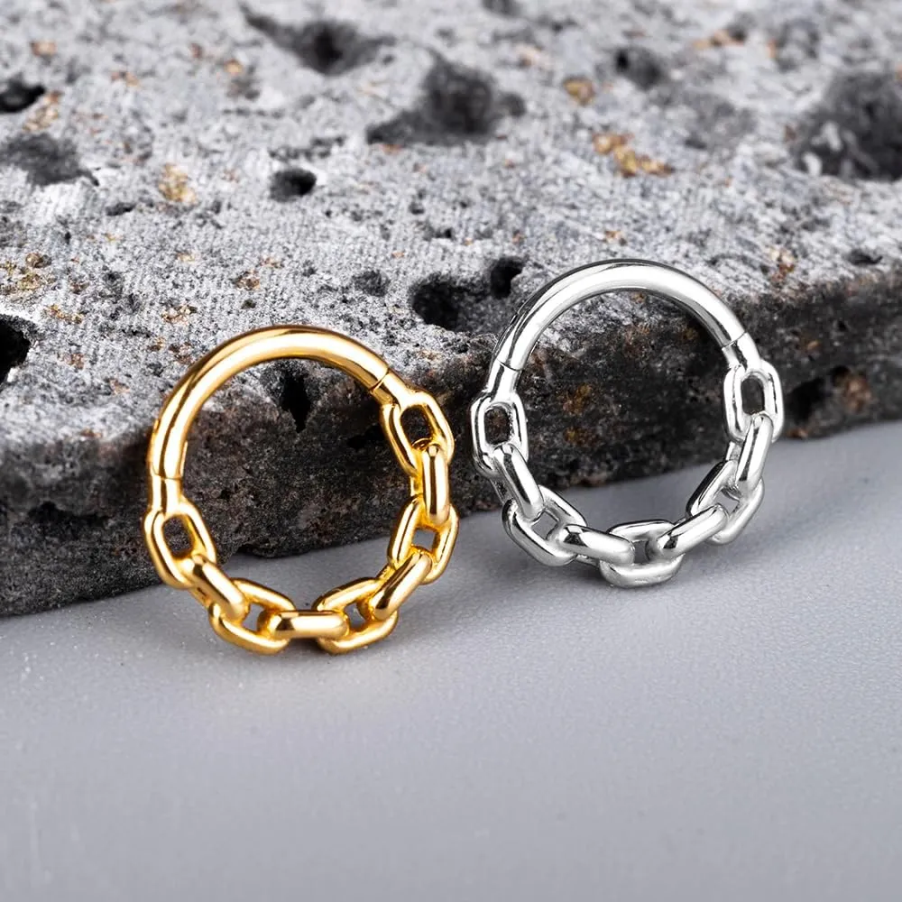 DOEARKO Septum Ring Round Chain Nose Rings Cartilage Hoop Segment Septum Clickers 316L Stainless Steel Piercing Body Jewelry 8 mm 10 mm