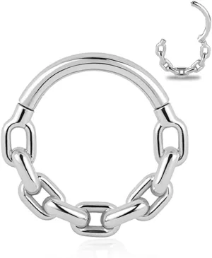 DOEARKO Septum Ring Round Chain Nose Rings Cartilage Hoop Segment Septum Clickers 316L Stainless Steel Piercing Body Jewelry 8 mm 10 mm