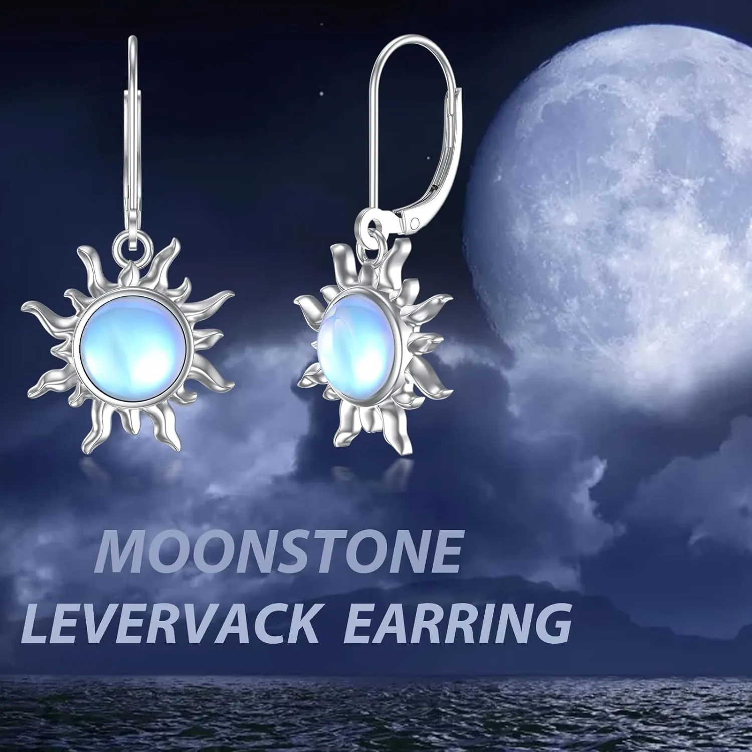 Dorunmo Celtic Moonstone Earrings - 925 Sterling Silver Leverback Filigree Trinity Earrings for Women's Birthday Gift