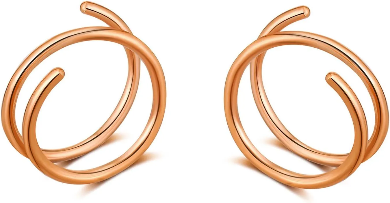 Double Hoop Earrings, Gold & Silver, 12mm, Stainless Steel, Hoop Earring Design, Perfect for Single Piercing or Two, Wrap Back Finding