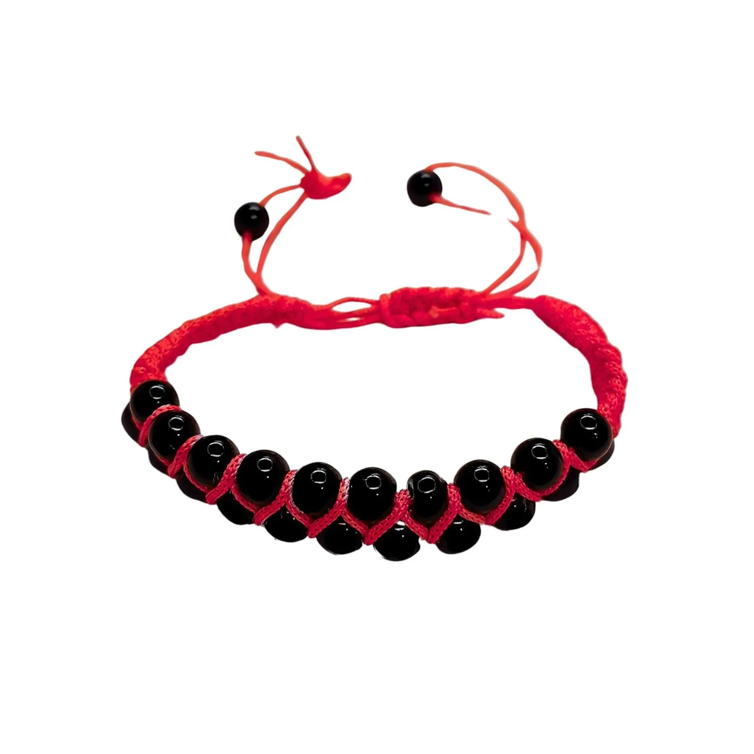 Double Layer Bead String Bracelet for Men and Women, Rope Lucky and Protection Bracelet, Handmade Tibetan Braided Tie Thread Bracelet, Amulet Woven String Jewelry Wristband (Red)