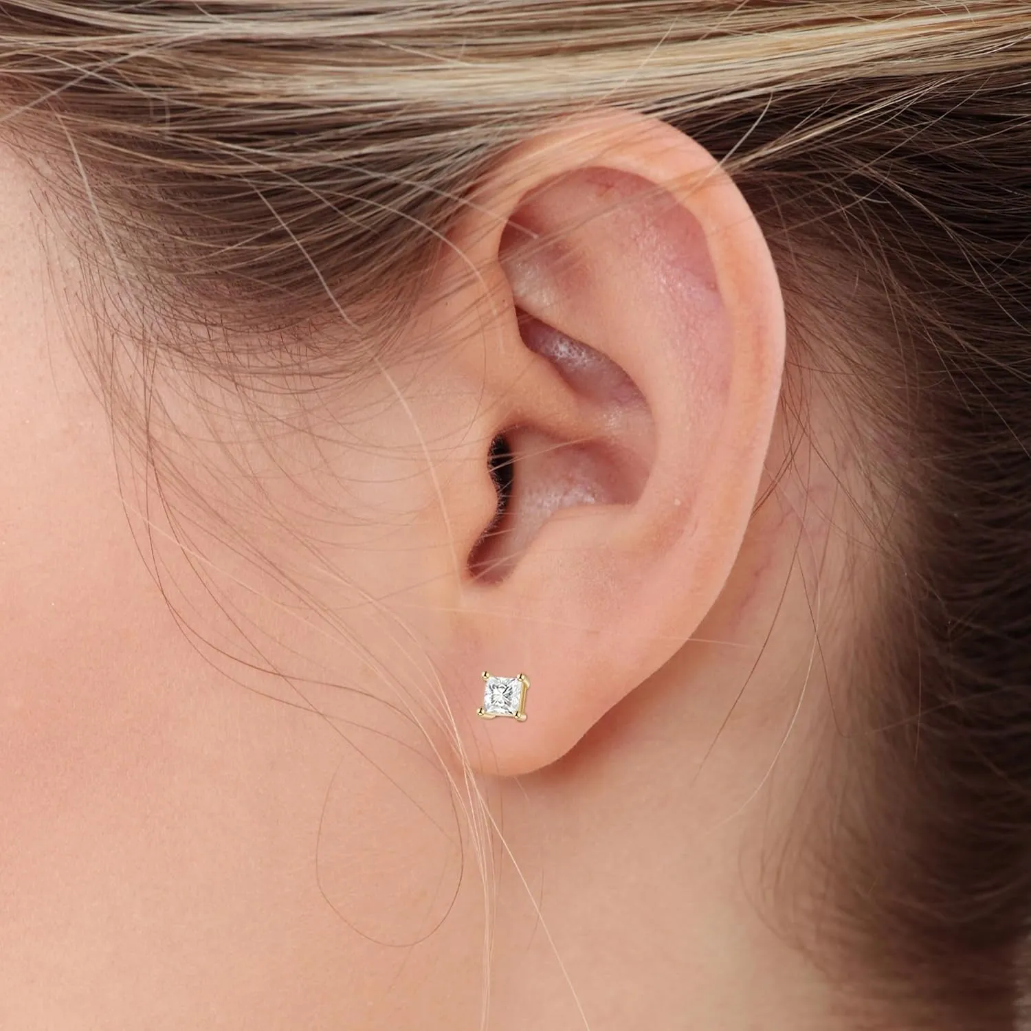 Double Piercing Chain Earrings for Women 18K Gold Plated S925 Sterling Silver Dangle Chain Huggie Hoop Earrings with Cubic Zirconia Stones Simulated CZ Stud Earrings