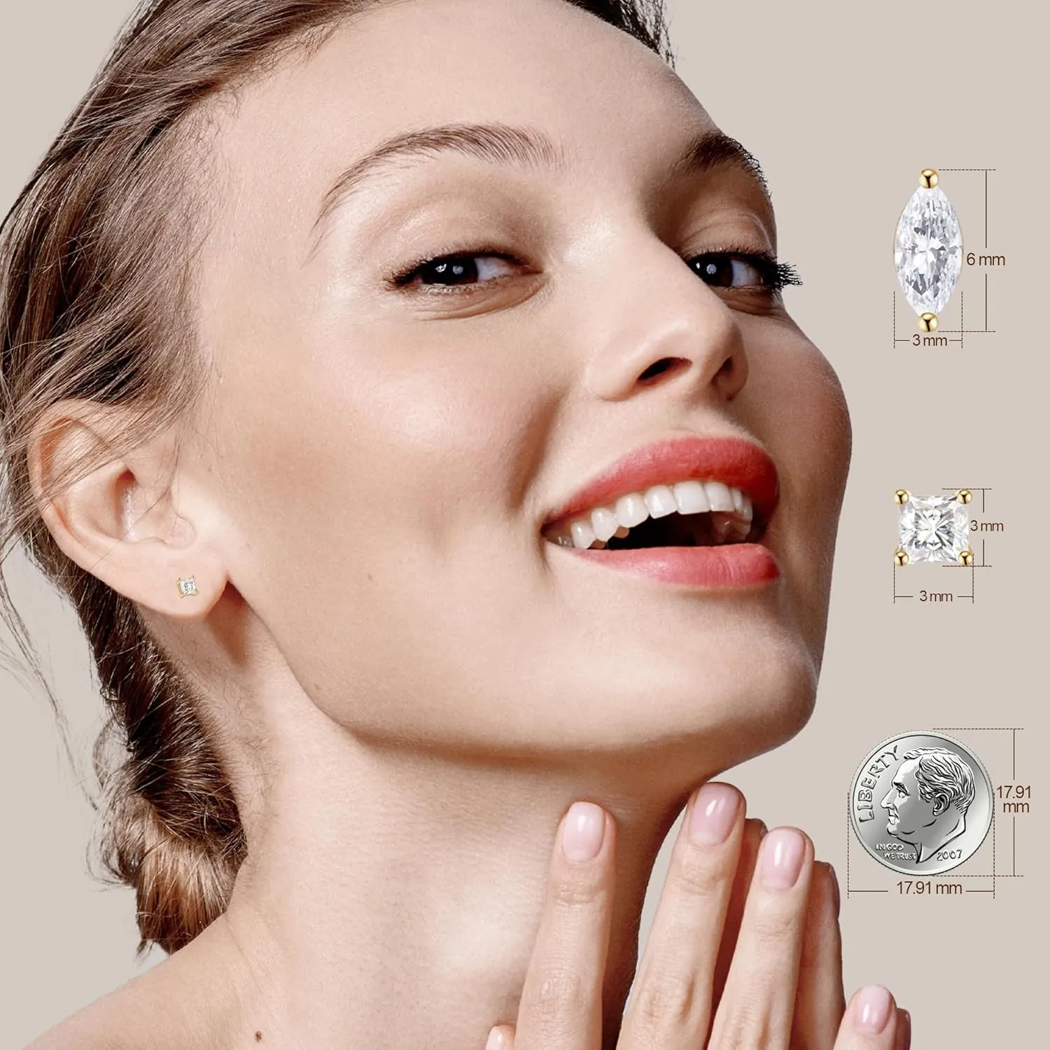 Double Piercing Chain Earrings for Women 18K Gold Plated S925 Sterling Silver Dangle Chain Huggie Hoop Earrings with Cubic Zirconia Stones Simulated CZ Stud Earrings