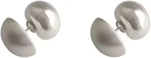 Double Sided Front Back Stud Earrings Half-ball Matte Faux Pearl Cartilage Ear Jacket Studs 2 In 1 Earring Fashion Jewelry Gifts Party for Women Daughter