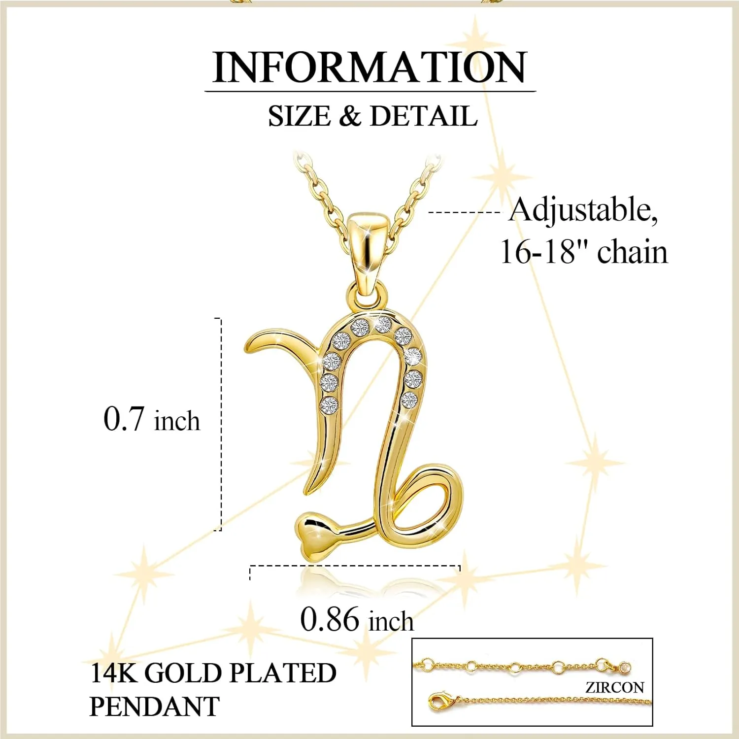 DZALIME Zodiac Necklaces for women,14K Gold Virgo Cancer Leo Pisces Libra Scorpio Taurus Sagittarius,Dainty Personalized Jewelry Astrology Gifts For Women