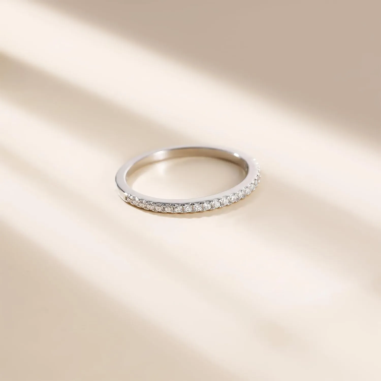 EAMTI 1.5mm Gold Plated Eternity Bands for Women 925 Sterling Silver Half Eternity Stackable CZ Engagement Ring for Women Size 3-10