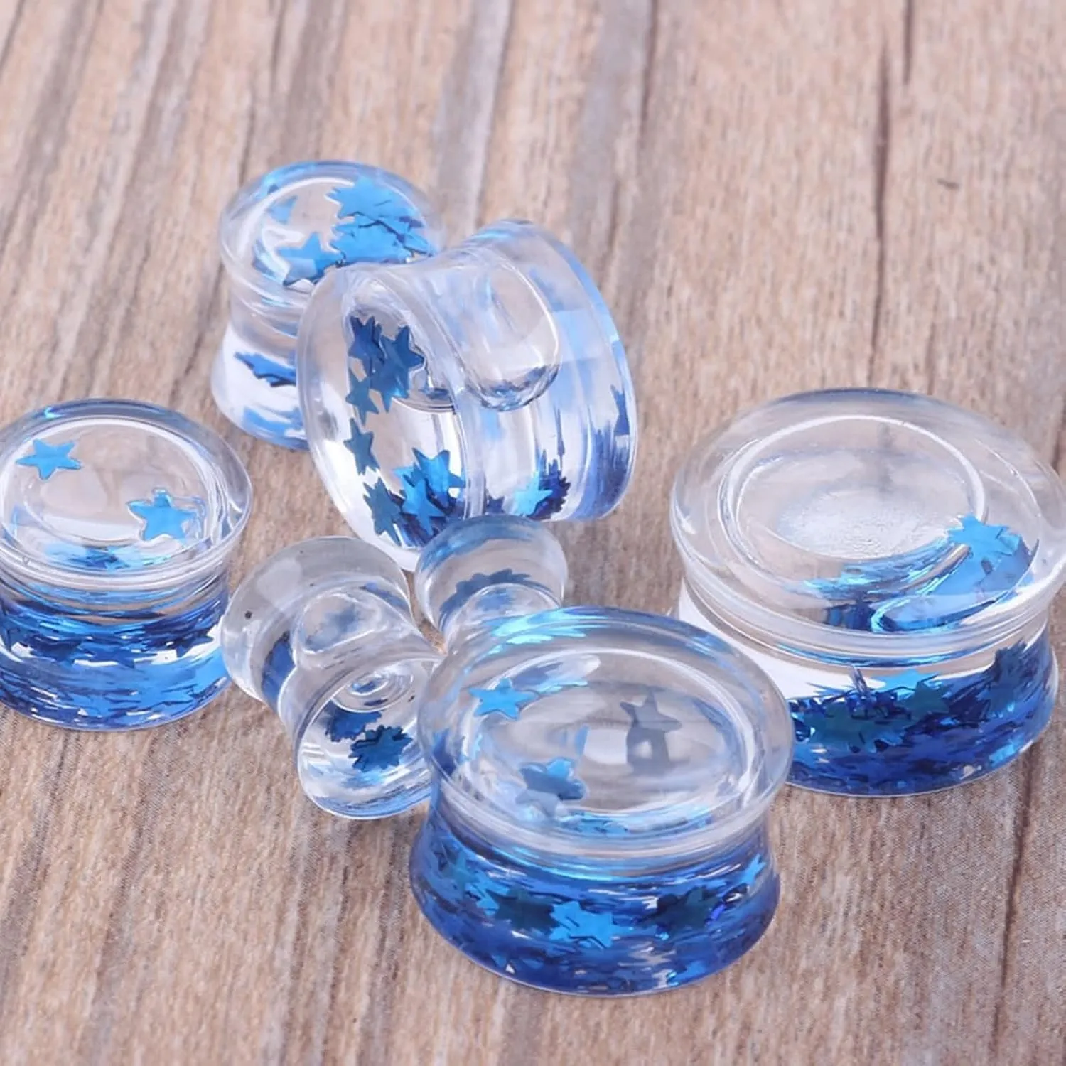 Ear Gauge Tunnels for Women, Acrylic Gauge Earrings Body Piercing Jewelry Ear Gauges With Water and Star Shape Unique Gifts