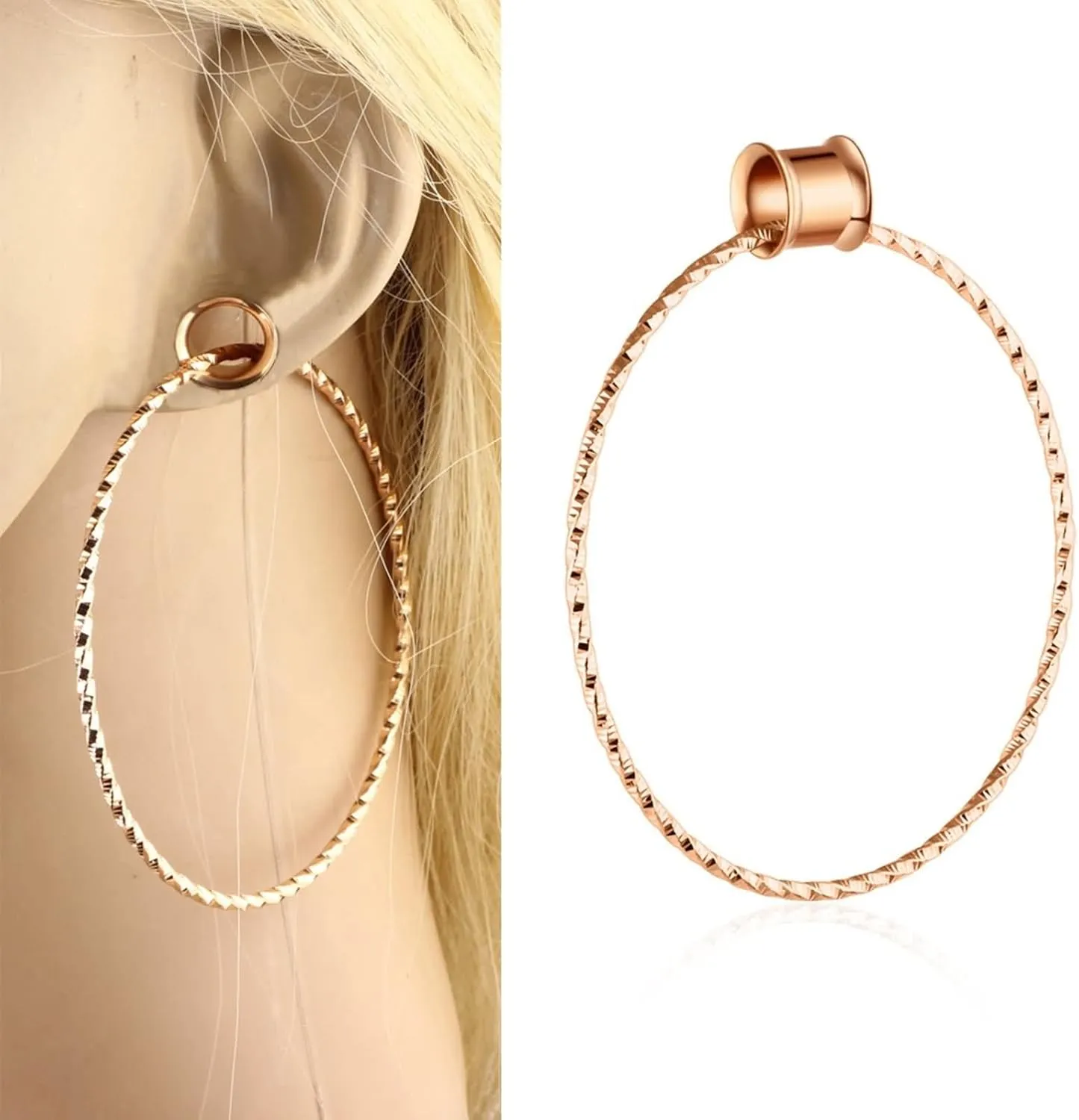 Ear Gauges Earrings, Stainless Steel Gauges for Ears Body Piercing Jewelry Tunnels With Big Hoop Dangle Unique Gifts for Women