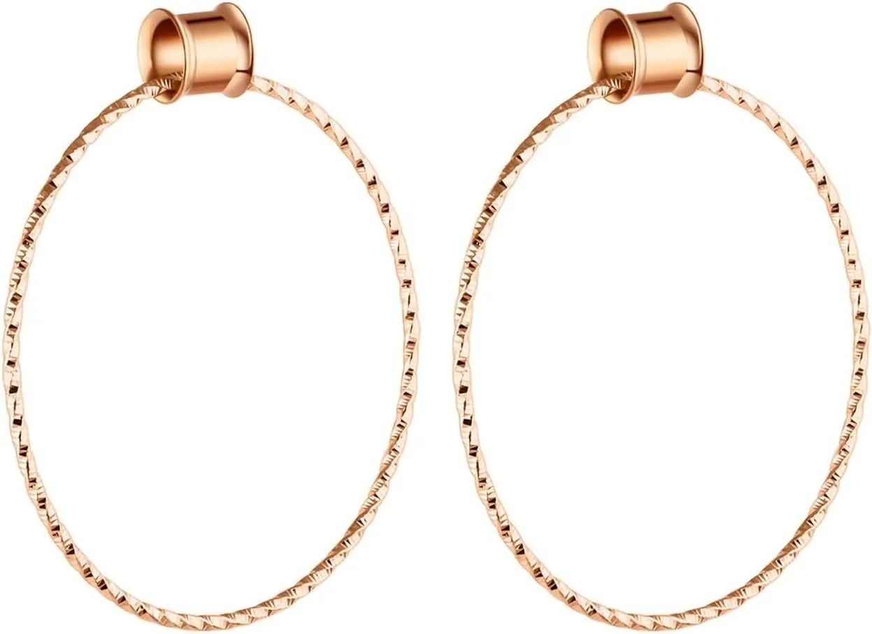 Ear Gauges Earrings, Stainless Steel Gauges for Ears Body Piercing Jewelry Tunnels With Big Hoop Dangle Unique Gifts for Women