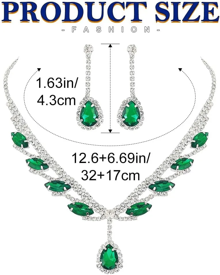 EARENT Wedding Jewelry Sets Black Bridal Prom Rhinestone Necklace and Earring for Women
