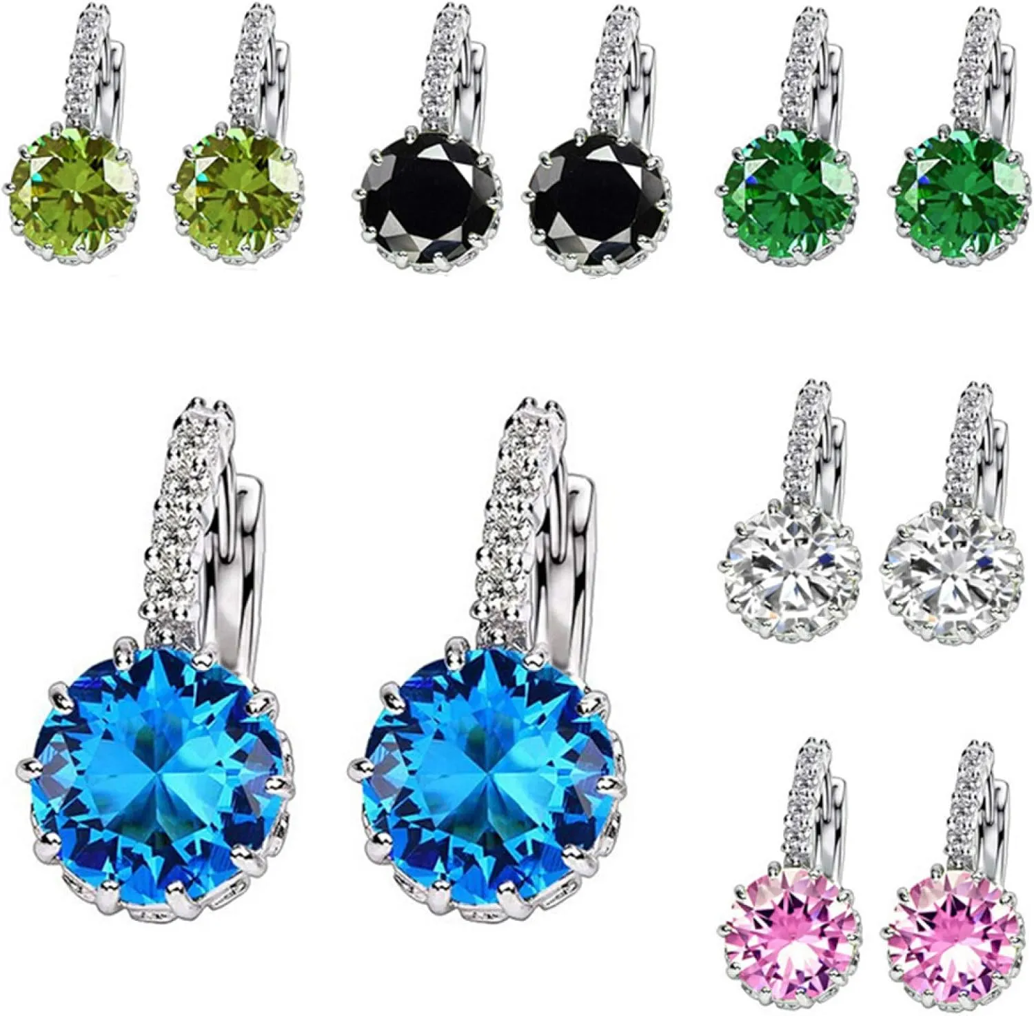 Earring Hoop Stud Drop & Dangle, Women Round Cubic Zirconia Inlaid Huggie Hoop Earings Piercing Jewelry Gift for Women Teen Girls Birthday Christmas Friends Gift