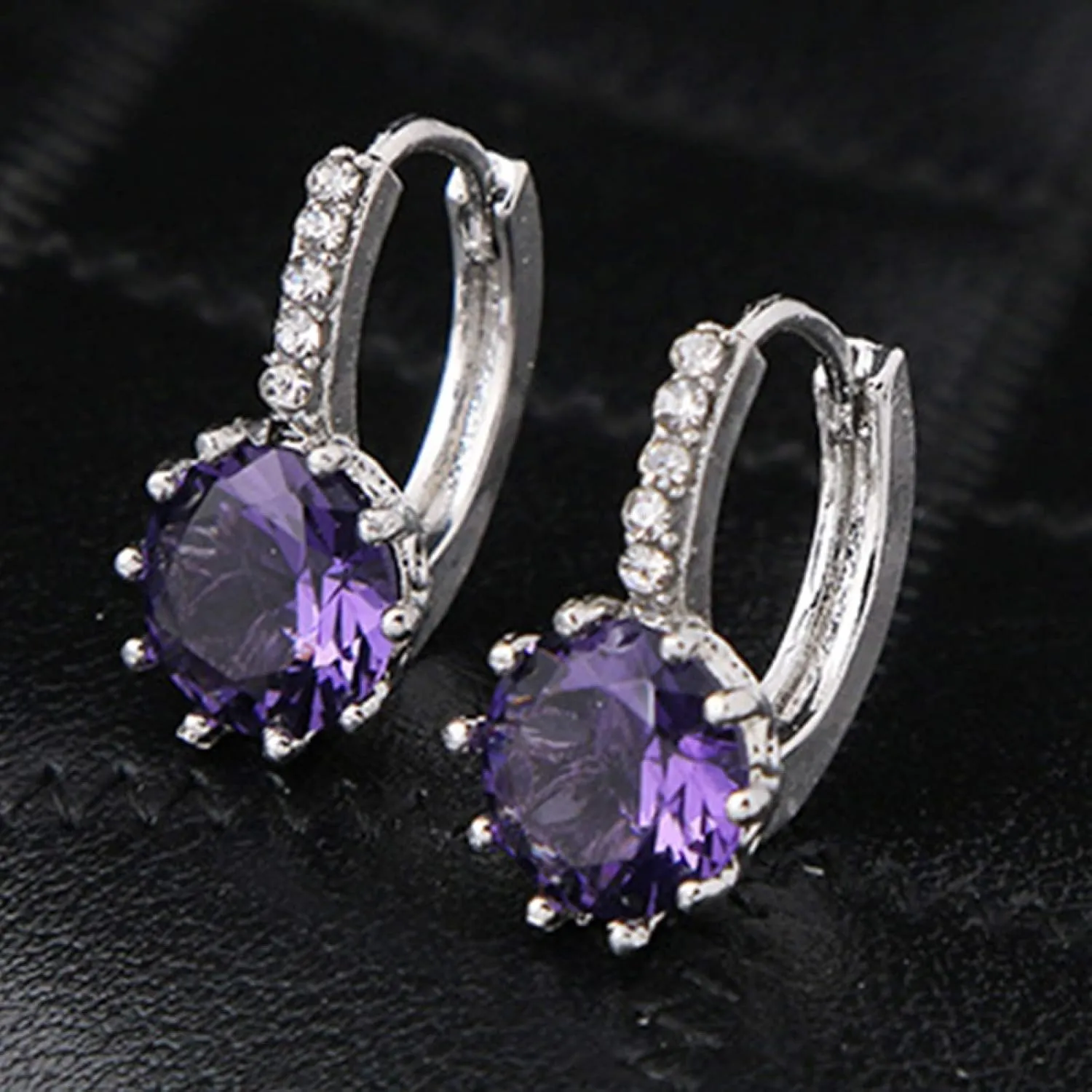 Earring Hoop Stud Drop & Dangle, Women Round Cubic Zirconia Inlaid Huggie Hoop Earings Piercing Jewelry Gift for Women Teen Girls Birthday Christmas Friends Gift