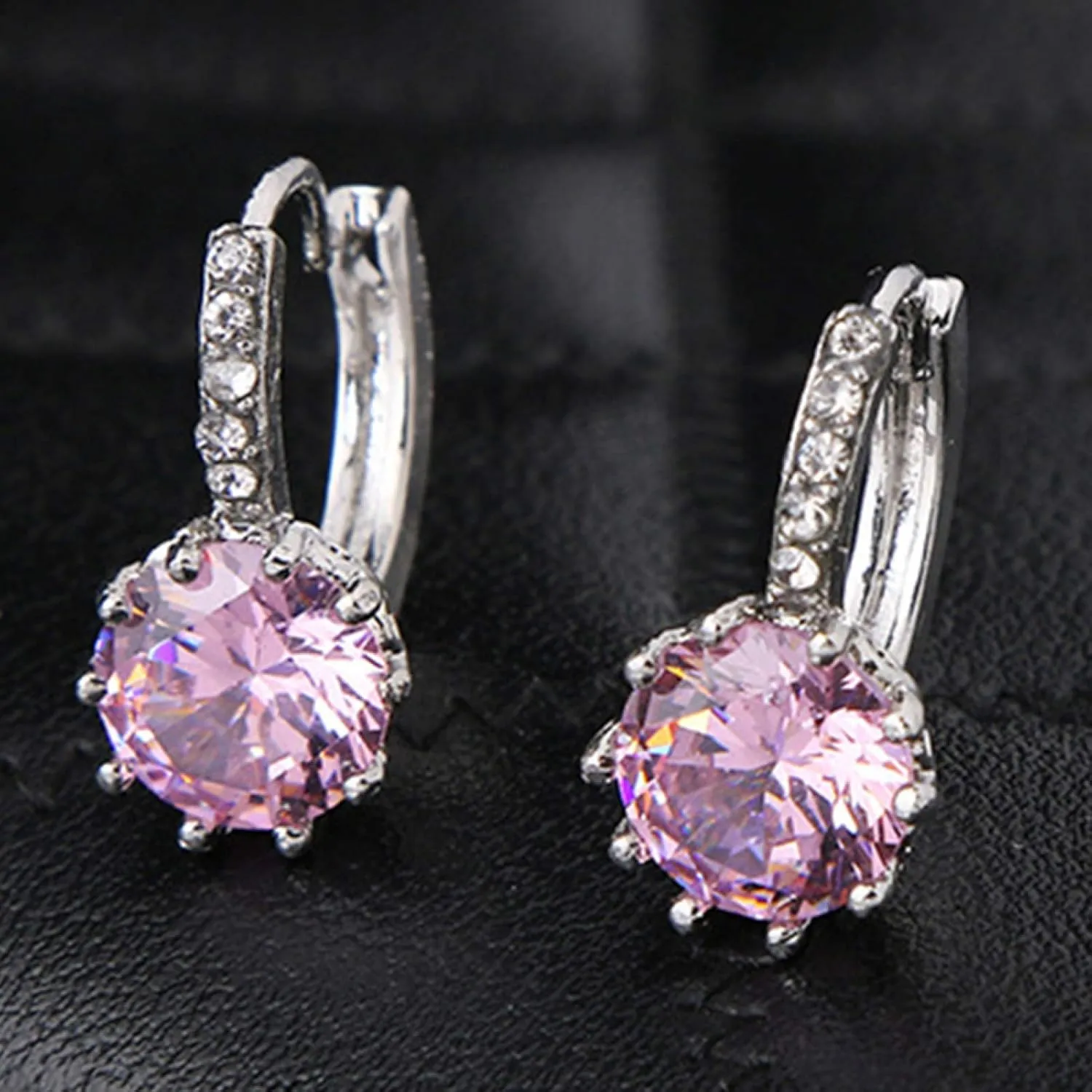 Earring Hoop Stud Drop & Dangle, Women Round Cubic Zirconia Inlaid Huggie Hoop Earings Piercing Jewelry Gift for Women Teen Girls Birthday Christmas Friends Gift